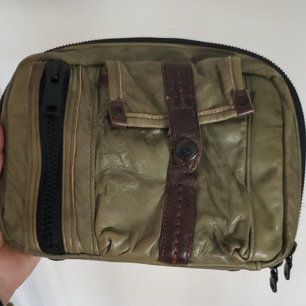 Baggy Port Notebook Cover/Wallet/Portfolio Men's Green and Brown Bag/Pouch